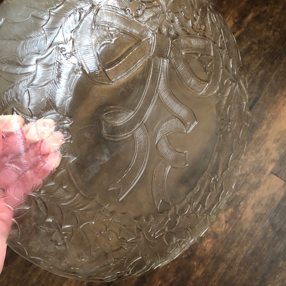 🎄SALE Holiday Christmas Cookie Tray, pressed glass, Vintage - Picture 3 of 7